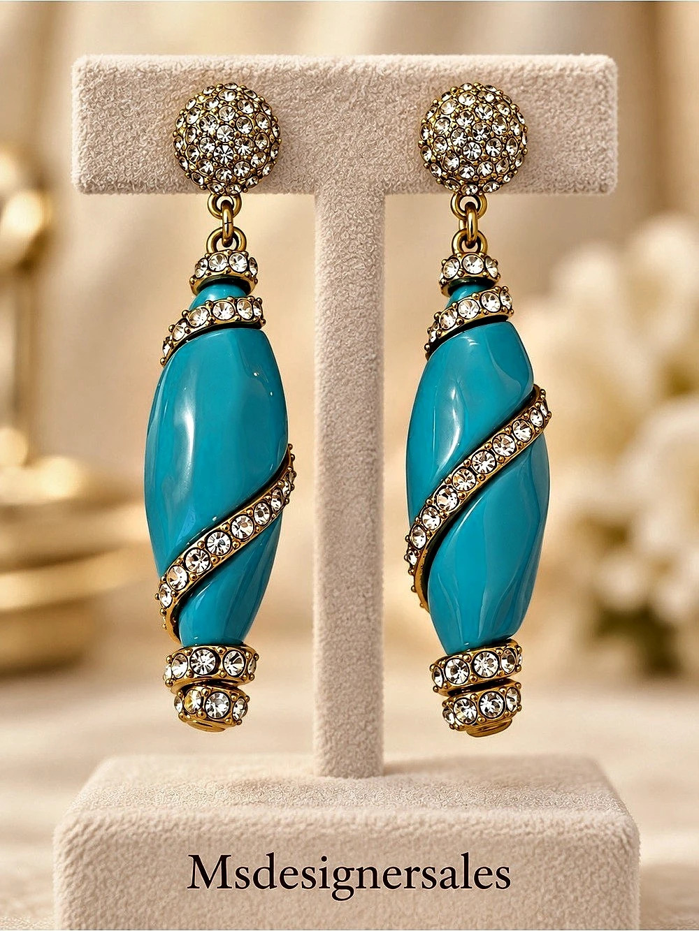 Blue Statement Drop Earrings Like New 326